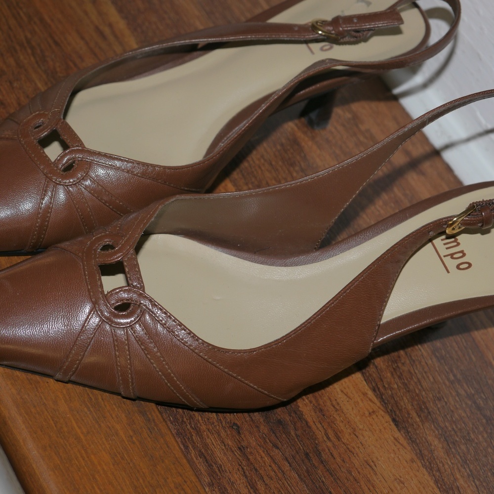 Leather Sling Back Heels